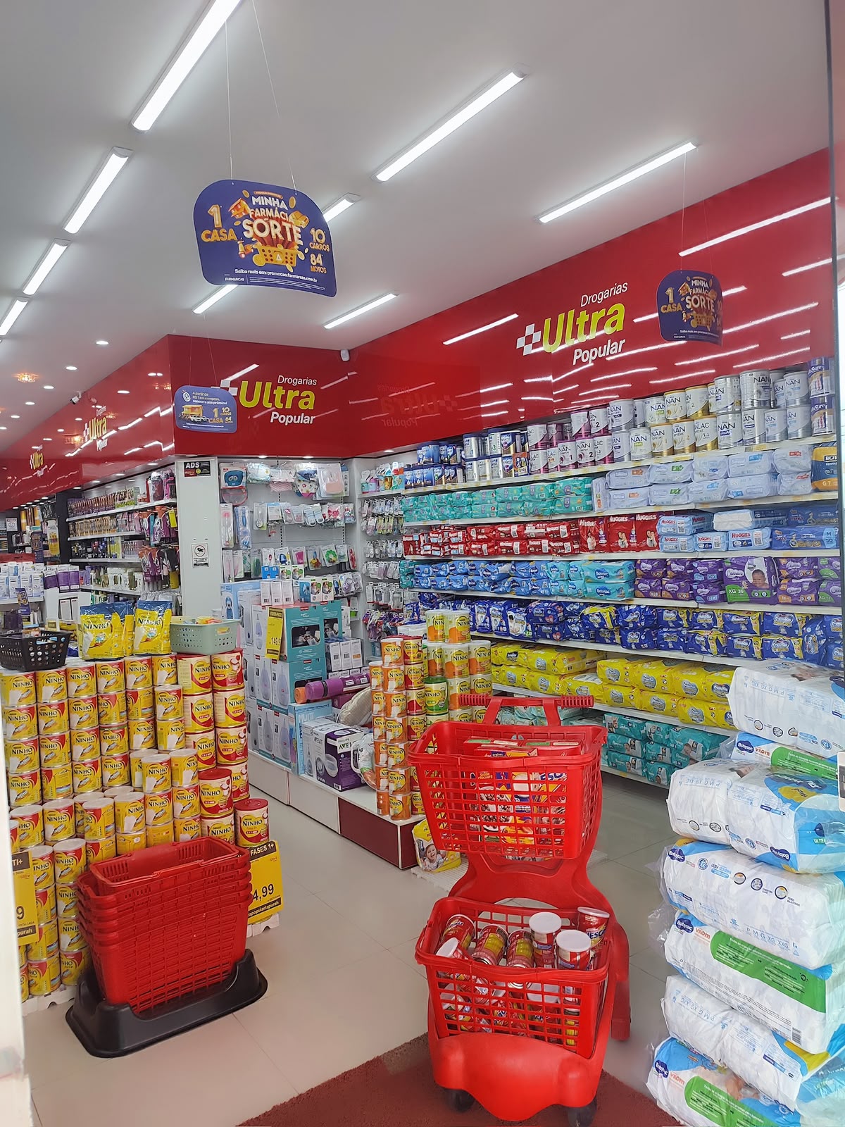 Area de produtos infantis e fraldas